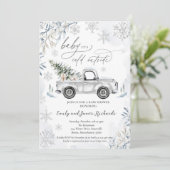 Invitation Baby shower rustique de flocon de neige de camion  (Debout devant)
