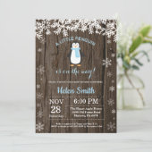 Invitation Baby shower rustique de flocon de neige d'hiver de (Debout devant)