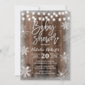 Invitation Baby shower rustique de flocon de neige en argent  (Devant)