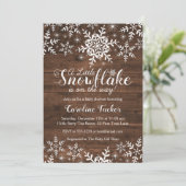 Invitation Baby shower rustique de flocons de neige d'hiver (Debout devant)