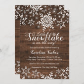 Invitation Baby shower rustique de flocons de neige d'hiver (Devant / Derrière)