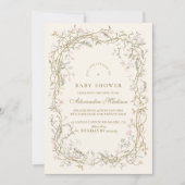 Invitation Baby shower rustique de fougère forestière (Devant)