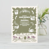 Invitation Baby shower rustique de fougère verte (Debout devant)