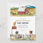 Invitation Baby shower rustique de la ferme de poulet aquarel (Devant)