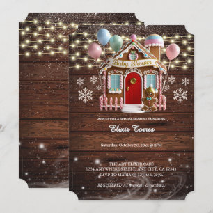 Invitation Baby shower Rustique de la maison de pain d'épice 