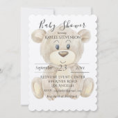 Invitation Baby shower rustique de l'ours en peluche (Devant)