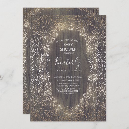 Invitation Baby shower rustique de pays du souffle du bébé (Devant / Derrière)