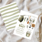 Invitation Baby shower Rustique de pêche de petit pêcheur