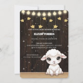 Invitation Baby shower rustique de petit agneau blanc (Devant)