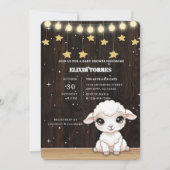 Invitation Baby shower rustique de petit agneau blanc (Devant)