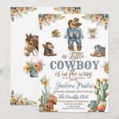 Invitation Baby shower rustique de petit cowdoy Wild West Boy (Devant / Derrière)