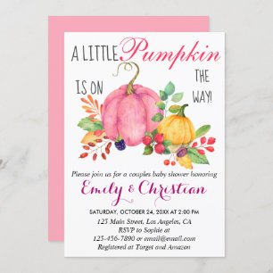 Invitation Baby shower Rustique de petits Citrouilles d'autom