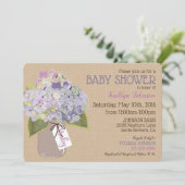 Invitation Baby shower rustique de pot de maçon d'hortensia (Debout devant)