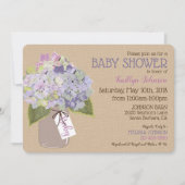 Invitation Baby shower rustique de pot de maçon d'hortensia (Devant)