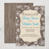 Invitation Baby shower rustique de snowflake hiver (Devant / Derrière)