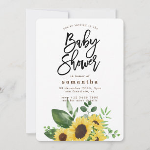 Invitation Baby shower rustique de tournesol de Bohême
