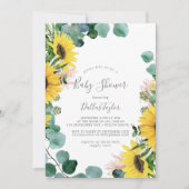 Invitation Baby shower rustique de tournesol Eucalyptus (Devant)