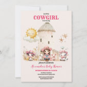Invitation Baby shower rustique de vache rose occidentale (Devant)