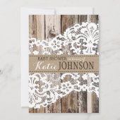 Invitation Baby shower rustique dentelle en bois de lavande (Dos)