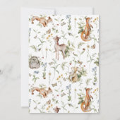 Invitation Baby shower Rustique des animaux de bois de forêt  (Dos)