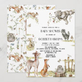 Invitation Baby shower Rustique des animaux de bois de forêt  (Devant / Derrière)