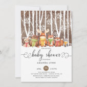 Invitation Baby shower Rustique des animaux de bois d'hiver (Devant)