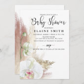 Invitation Baby shower rustique d'orchidée en laiton Boho Pam (Devant / Derrière)