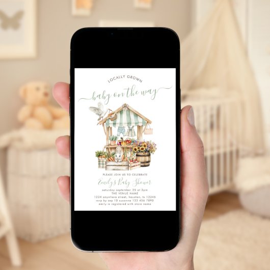 Invitation Baby shower rustique du marché agricole local