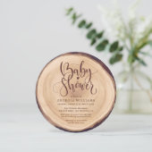 Invitation Baby shower rustique en bois (Debout devant)