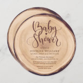 Invitation Baby shower rustique en bois (Devant / Derrière)