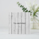 Invitation Baby shower rustique en bois blanc (Debout devant)