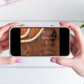 Invitation Baby shower rustique en bois de grange et perles