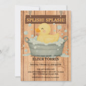 Invitation Baby shower rustique en caoutchouc Ducky Bubbles (Devant)