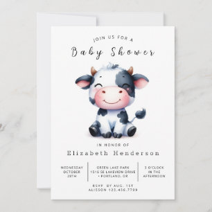 Invitation Baby shower rustique en ligne de vache à grange