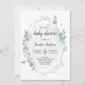 Invitation Baby shower Rustique Eucalyptus (Devant)