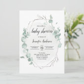 Invitation Baby shower Rustique Eucalyptus (Debout devant)