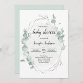 Invitation Baby shower Rustique Eucalyptus (Devant / Derrière)