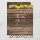 Invitation Baby shower Rustique Ferme Tournesol (Devant / Derrière)