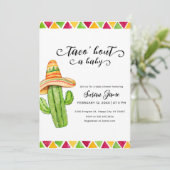 Invitation Baby shower rustique Fiesta Taco Aquarelle Cactus (Debout devant)