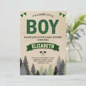 Invitation Baby shower Rustique Flannel Lumberjack Boy (Debout devant)