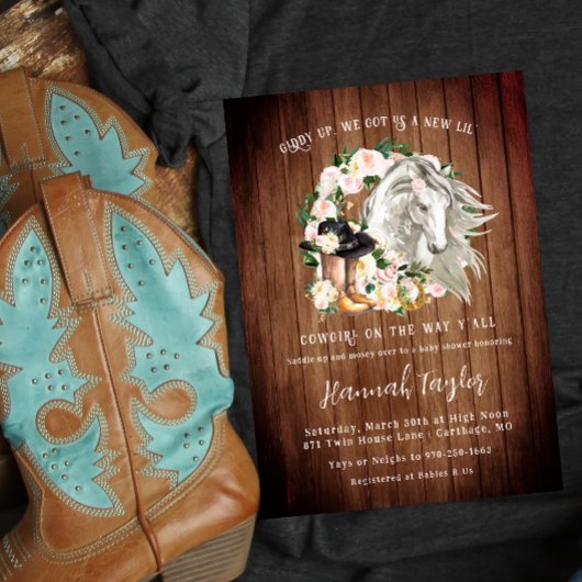 Invitation Baby shower Rustique Floral Western