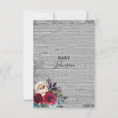 Invitation Baby shower rustique gris floral de Bourgogne (Dos)