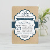 Invitation Baby shower Rustique Kraft en dentelle de papier (Debout devant)