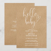 Invitation Baby Shower Rustique Kraft pour Bébé To (Devant / Derrière)