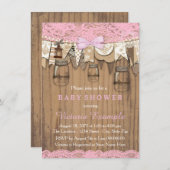 Invitation Baby shower Rustique Lace Mason Jar (Devant / Derrière)