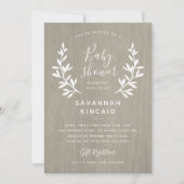 Invitation Baby Shower Rustique Laurels (Devant)
