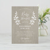 Invitation Baby Shower Rustique Laurels (Debout devant)