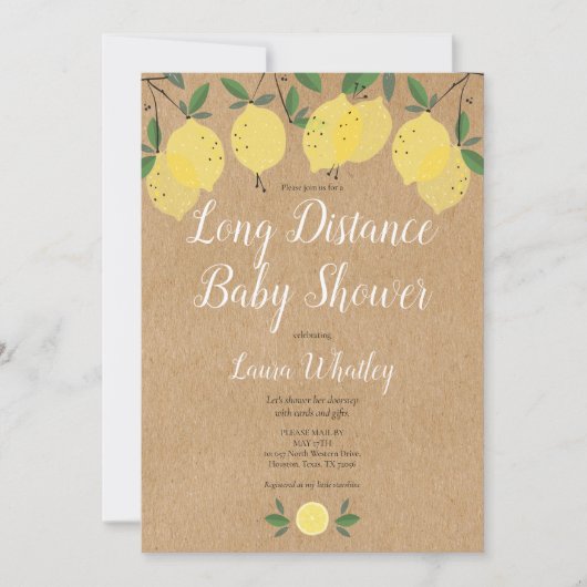 Invitation Baby shower rustique longue distance par Mail Lemo (Devant)