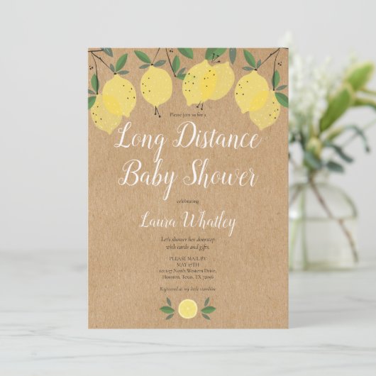 Invitation Baby shower rustique longue distance par Mail Lemo (Debout devant)