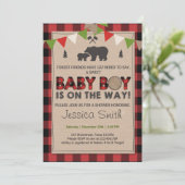 Invitation Baby shower Rustique Lumberjack Baby boy douche (Debout devant)